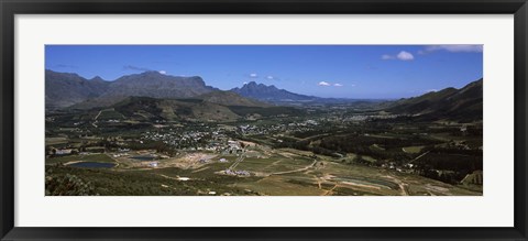 Framed Aerial view of a valley, Franschhoek Valley, Franschhoek, Simonsberg, Western Cape Province, Republic of South Africa Print