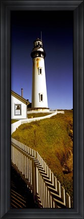 Framed Lighthouse on a cliff, Pigeon Point Lighthouse, California, USA Print