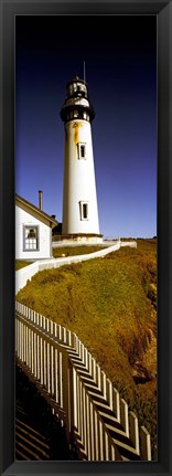 Framed Lighthouse on a cliff, Pigeon Point Lighthouse, California, USA Print