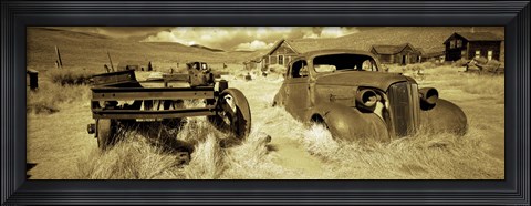 Framed Abandoned car in a ghost town, Bodie Ghost Town, Mono County, California, USA Print