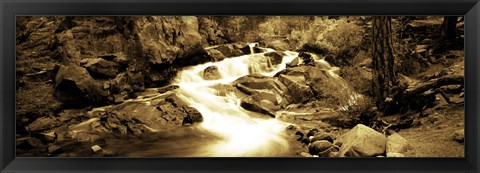 Framed Stream flowing through rocks, Lee Vining Creek, Lee Vining, Mono County, California, USA Print