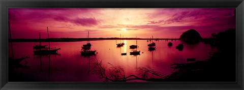 Framed Boats in the sea, Morro Bay, San Luis Obispo County, California, USA Print