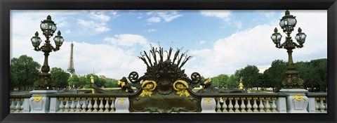 Framed Bridge with a tower in the background, Pont Alexandre III, Eiffel Tower, Paris, Ile-de-France, France Print