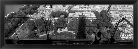 Framed High angle view of a city, Eiffel Tower, Paris, Ile-de-France, France Print