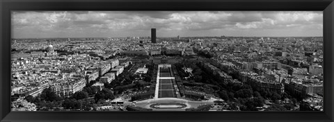 Framed Aerial view of a city, Eiffel Tower, Paris, Ile-de-France, France Print