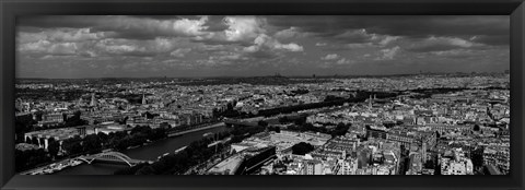 Framed Aerial view of a river passing through a city, Seine River, Paris, Ile-de-France, France Print