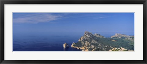 Framed High angle view of an island in the sea, Cap De Formentor, Majorca, Balearic Islands, Spain Print