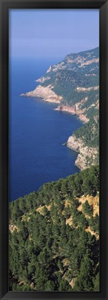 Framed High angle view of a coastline, Mirador De Ricardo Roca, Serra De Tramuntana, Majorca, Balearic Islands, Spain Print