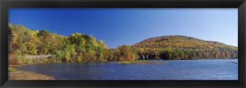 Framed Lake in front of mountains, Arrowhead Mountain Lake, Chittenden County, Vermont, USA Print