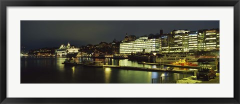 Framed Buildings in a city lit up at night, Sodermalm, Slussplan, Stockholm, Sweden Print