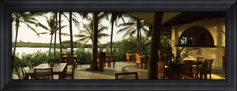 Framed Restaurant surrounded with palm trees, Pilipan Restaurant, Watamu, Coast Province, Kenya Print