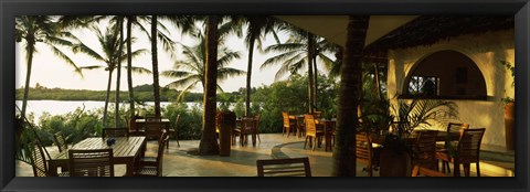 Framed Restaurant surrounded with palm trees, Pilipan Restaurant, Watamu, Coast Province, Kenya Print