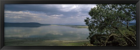 Framed Reflection of clouds in water, Lake Nakuru, Great Rift Valley, Lake Nakuru National Park, Kenya Print