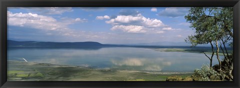 Framed Reflection of clouds in water, Lake Nakuru, Lake Nakuru National Park, Great Rift Valley, Kenya Print