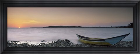 Framed Boat at the lakeside, Lake Victoria, Great Rift Valley, Kenya Print