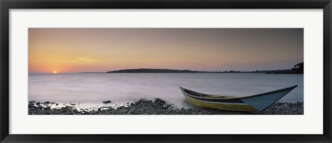 Framed Boat at the lakeside, Lake Victoria, Great Rift Valley, Kenya Print