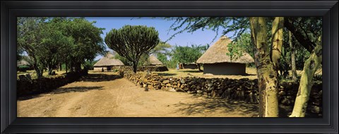Framed Stone wall along a dirt road, Thimlich Ohinga, Lake Victoria, Great Rift Valley, Kenya Print