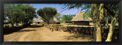 Framed Stone wall along a dirt road, Thimlich Ohinga, Lake Victoria, Great Rift Valley, Kenya Print