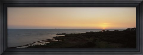 Framed Sunset over a lake, Lake Victoria, Great Rift Valley, Kenya Print