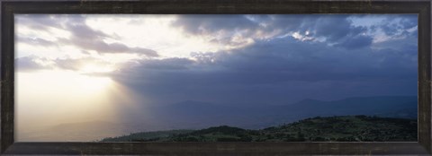Framed Sunbeams radiating through clouds, Great Rift Valley, Kenya Print