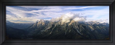 Framed Clouds over a mountain range, view from Mt Rite, Dolomites, Cadore, Province of Belluno, Veneto, Italy Print
