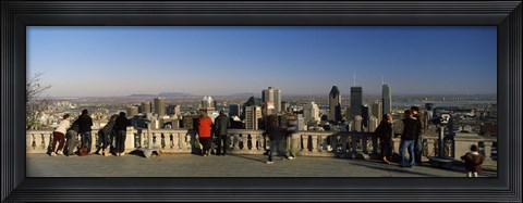 Framed Tourists at an observation point, Chalet du Mont-Royal, Mt Royal, Kondiaronk Belvedere, Montreal, Quebec, Canada Print