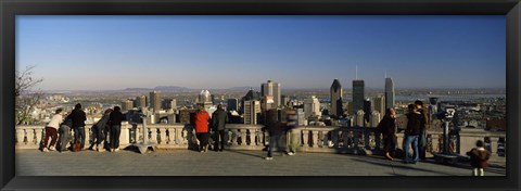 Framed Tourists at an observation point, Chalet du Mont-Royal, Mt Royal, Kondiaronk Belvedere, Montreal, Quebec, Canada Print