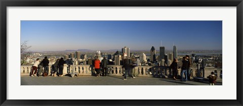 Framed Tourists at an observation point, Chalet du Mont-Royal, Mt Royal, Kondiaronk Belvedere, Montreal, Quebec, Canada Print