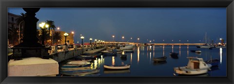 Framed Boats at a harbor, Bari, Itria Valley, Puglia, Italy Print