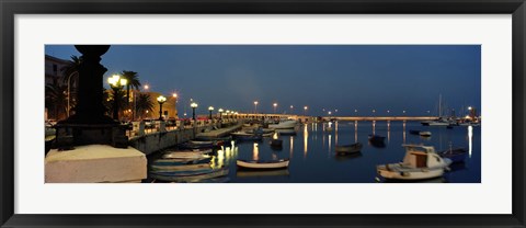 Framed Boats at a harbor, Bari, Itria Valley, Puglia, Italy Print