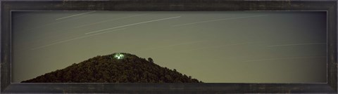 Framed Low angle view of star trails over a mountain peak, Echo Mountain, Piediluco Lake, Terni, Umbria, Italy Print