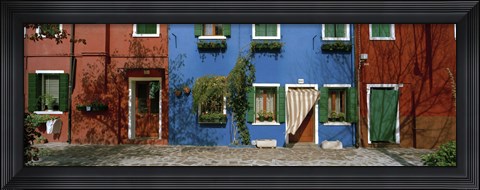 Framed Facade of houses, Burano, Veneto, Italy Print