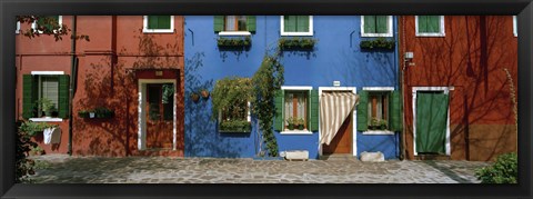 Framed Facade of houses, Burano, Veneto, Italy Print