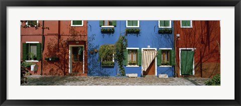 Framed Facade of houses, Burano, Veneto, Italy Print