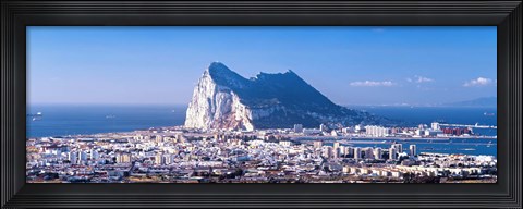Framed City with a cliff in the background, Rock Of Gibraltar, Gibraltar, Spain Print