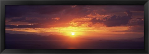 Framed Sunset over the sea, Aegina, Saronic Gulf Islands, Attica, Greece Print