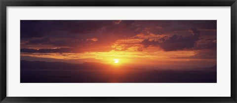 Framed Sunset over the sea, Aegina, Saronic Gulf Islands, Attica, Greece Print