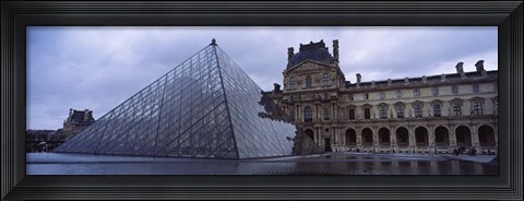 Framed Pyramid in front of a museum, Louvre Pyramid, Musee Du Louvre, Paris, France Print