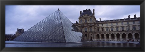 Framed Pyramid in front of a museum, Louvre Pyramid, Musee Du Louvre, Paris, France Print