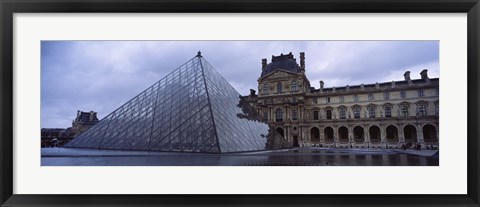 Framed Pyramid in front of a museum, Louvre Pyramid, Musee Du Louvre, Paris, France Print
