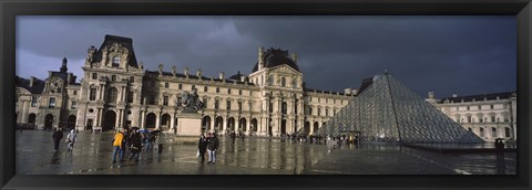 Framed Louvre Museum on a rainy day, Paris, France Print