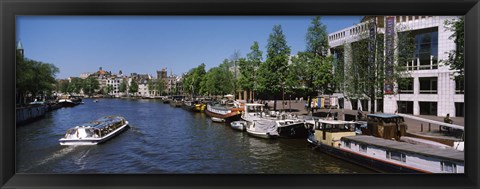 Framed Opera house at the waterfront, Amstel River, Stopera, Amsterdam, Netherlands Print