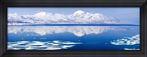 Framed Reflection of a mountain range in an ocean, Bellsund, Spitsbergen, Svalbard Islands, Norway Print