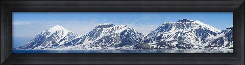 Framed Ocean with a mountain range in the background, Bellsund, Spitsbergen, Svalbard Islands, Norway Print