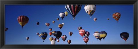 Framed Hot air balloons floating in sky, Albuquerque International Balloon Fiesta, Albuquerque, Bernalillo County, New Mexico, USA Print