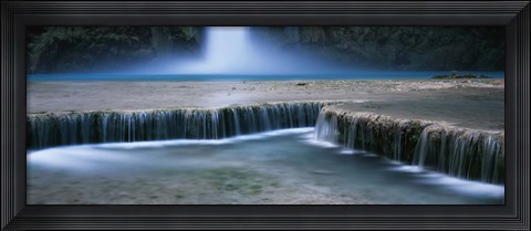 Framed Waterfall in a forest, Mooney Falls, Havasu Canyon, Havasupai Indian Reservation, Grand Canyon National Park, Arizona, USA Print