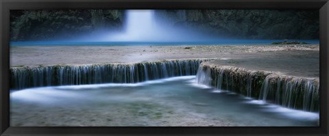 Framed Waterfall in a forest, Mooney Falls, Havasu Canyon, Havasupai Indian Reservation, Grand Canyon National Park, Arizona, USA Print