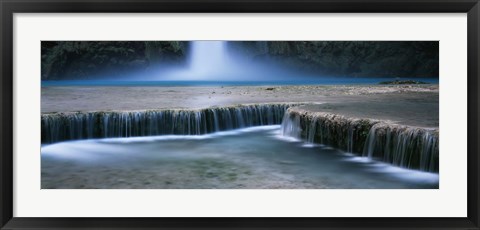Framed Waterfall in a forest, Mooney Falls, Havasu Canyon, Havasupai Indian Reservation, Grand Canyon National Park, Arizona, USA Print