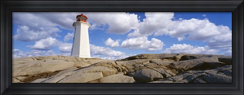 Framed Low Angle View Of A Lighthouse, Peggy&#39;s Cove, Nova Scotia, Canada Print