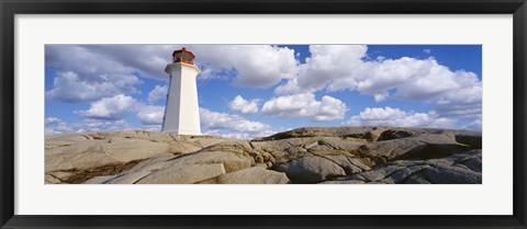 Framed Low Angle View Of A Lighthouse, Peggy&#39;s Cove, Nova Scotia, Canada Print